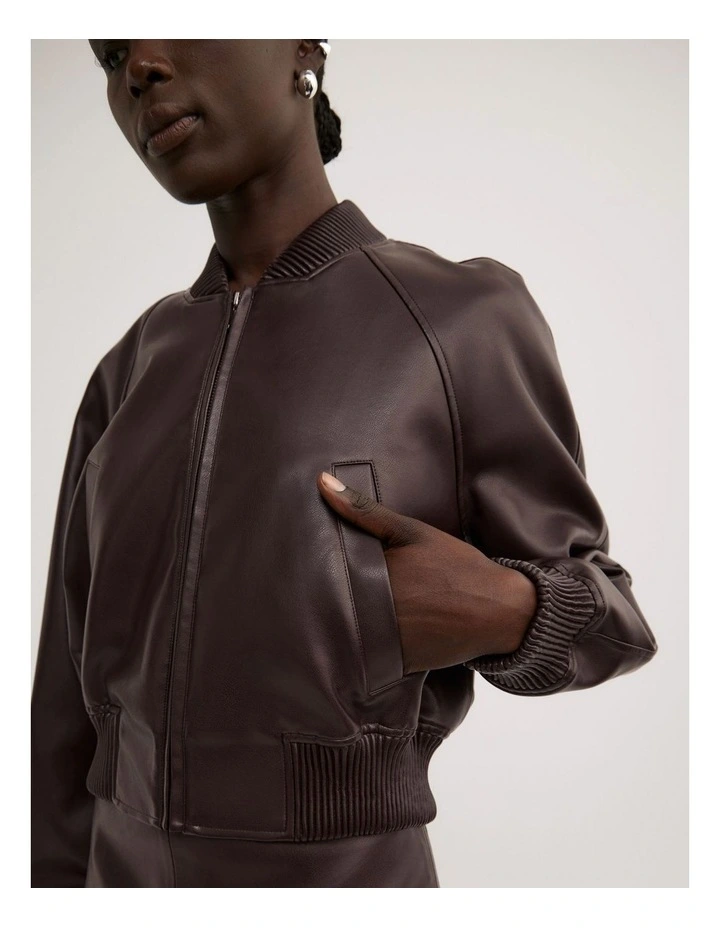 Cropped Bomber Jacket in Bitter Chocolate image 5