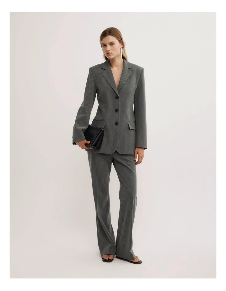 Pinstripe Slim Blazer in Grey image 2