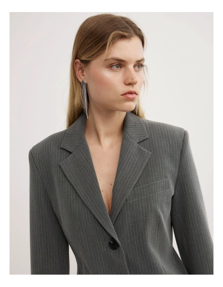 Pinstripe Slim Blazer in Grey image 3