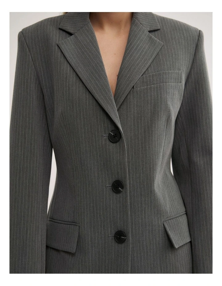 Pinstripe Slim Blazer in Grey image 4