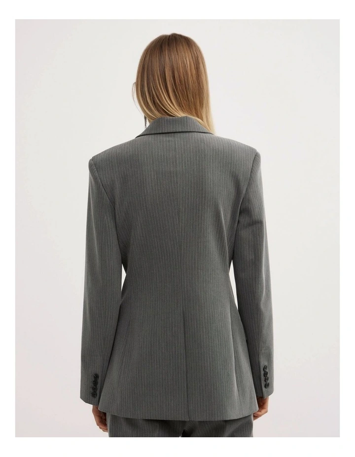 Pinstripe Slim Blazer in Grey image 5