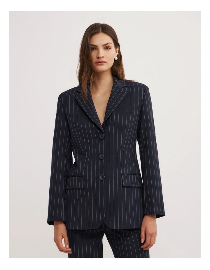 Pinstripe Blazer in Navy Pinstripe image 1
