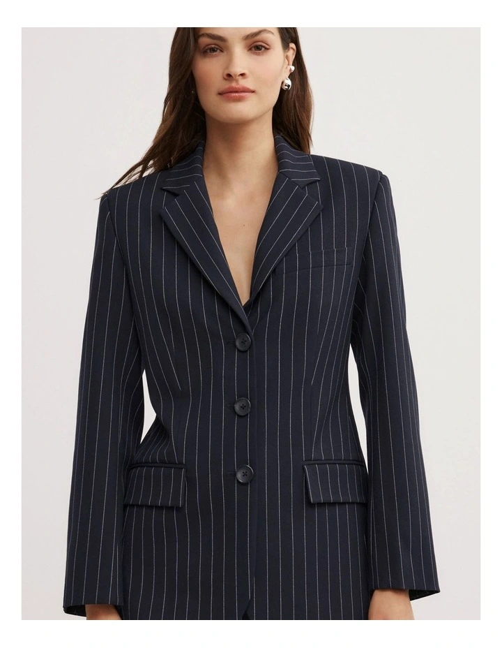 Pinstripe Blazer in Navy Pinstripe image 3