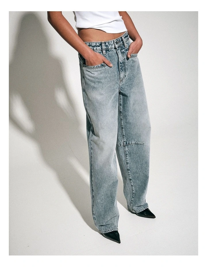 Pocket Detail Barrel Jeans in Vintage Wash Denim image 2