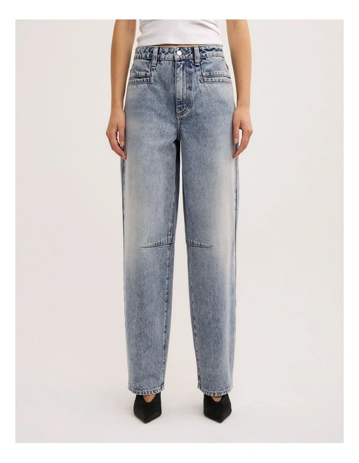 Pocket Detail Barrel Jeans in Vintage Wash Denim image 3