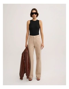 Mid Rise Straight Jeans - Lara Worthington in Washed Sand