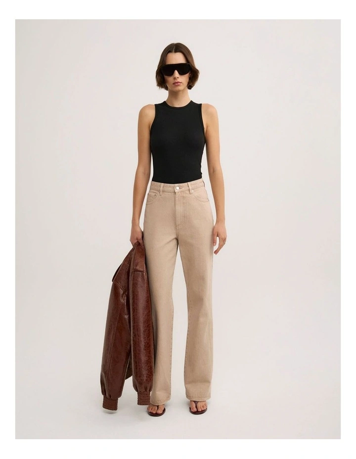Mid Rise Straight Jeans - Lara Worthington in Washed Sand image 1