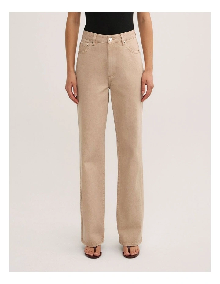 Mid Rise Straight Jeans - Lara Worthington in Washed Sand image 2