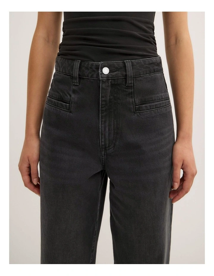Pocket Detail Barrel Jeans - Lara Worthington in Washed Black image 5