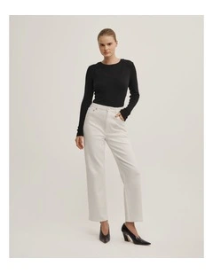 Straight Crop Jeans in Parchment