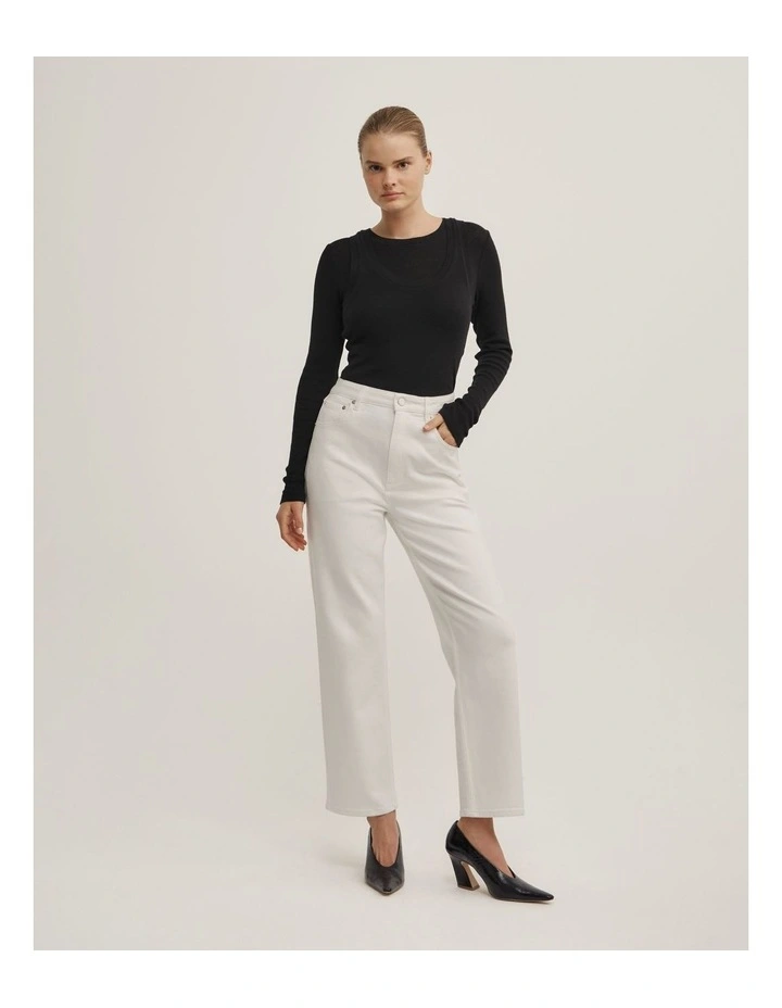 Straight Crop Jeans in Parchment image 1