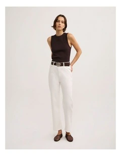 Straight Crop Jeans in Parchment