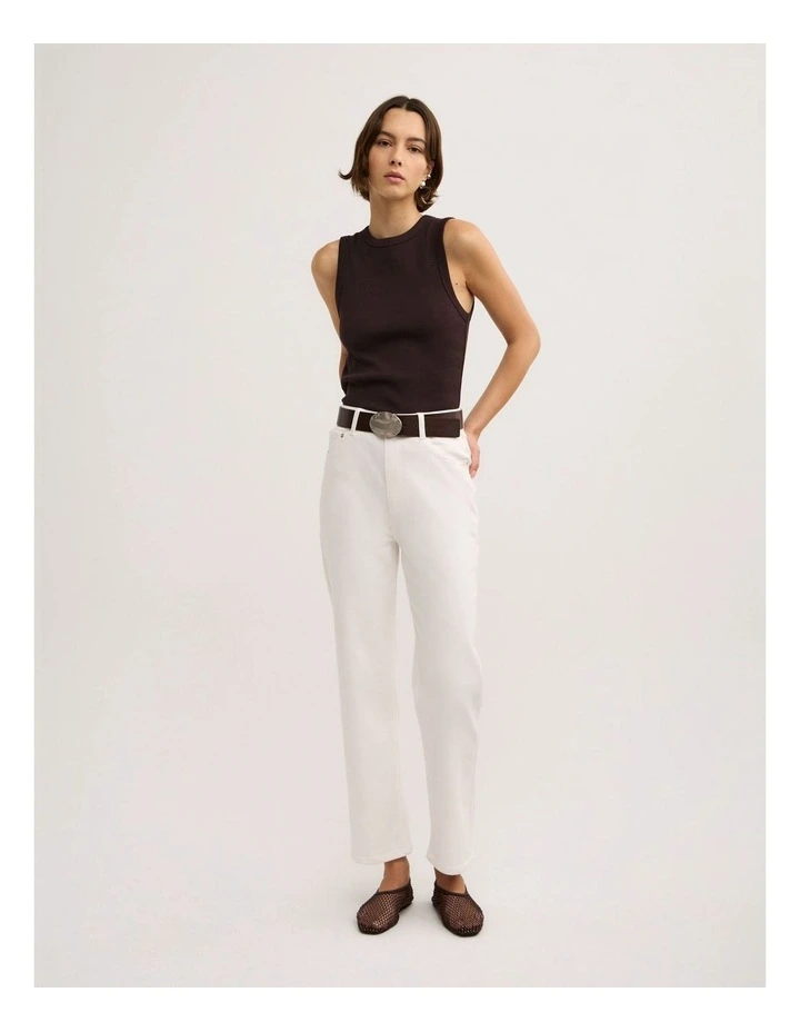 Straight Crop Jeans in Parchment image 1
