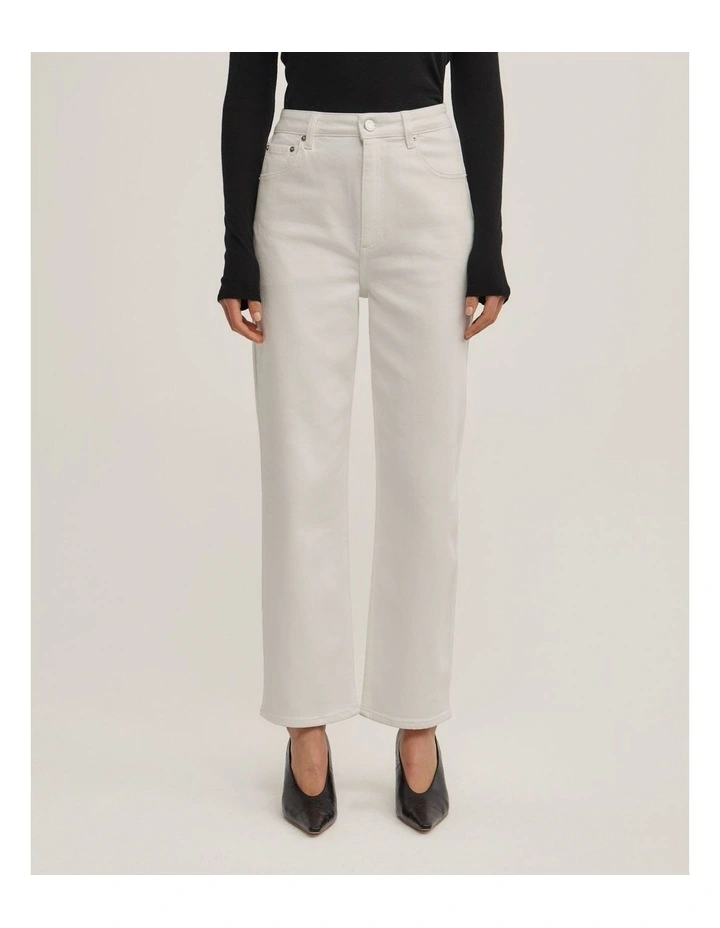 Straight Crop Jeans in Parchment image 2