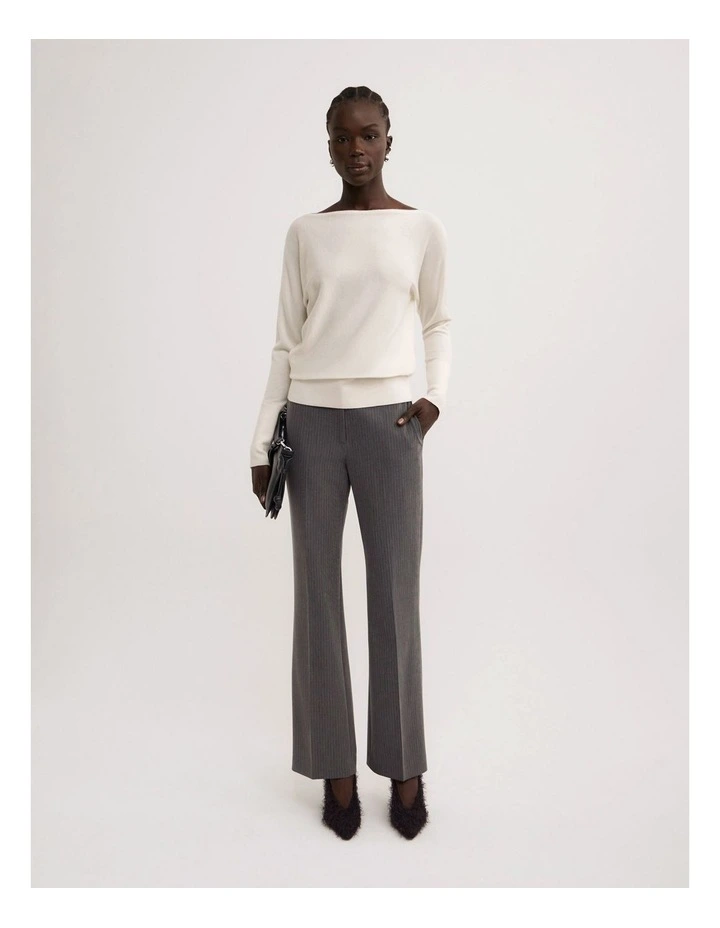 Merino Boat Neck Knit Top in Vanilla image 2