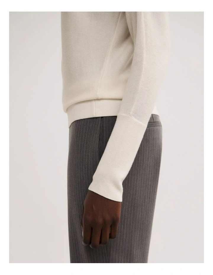 Merino Boat Neck Knit Top in Vanilla image 4