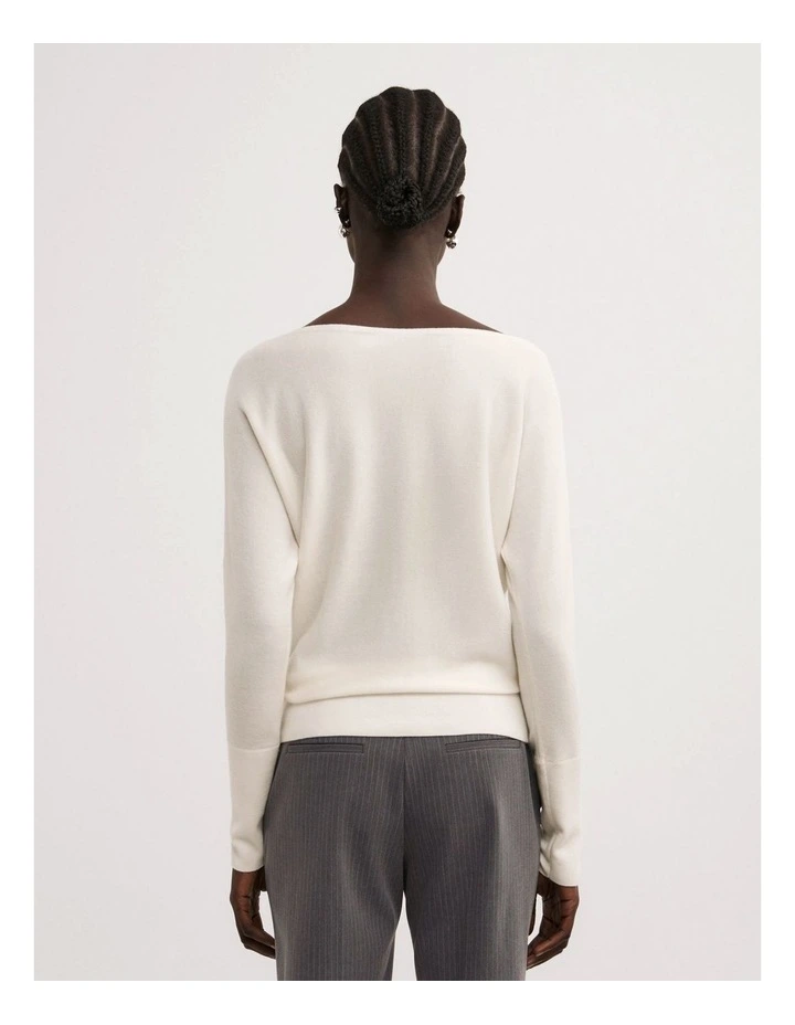 Merino Boat Neck Knit Top in Vanilla image 5