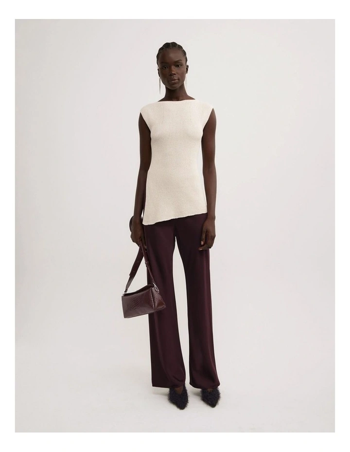 Asymmetric Hem Knit Tank in Vanilla image 2