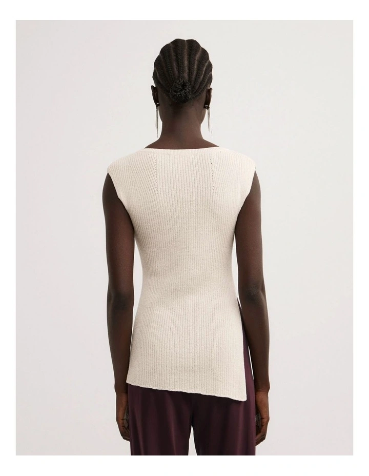 Asymmetric Hem Knit Tank in Vanilla image 5
