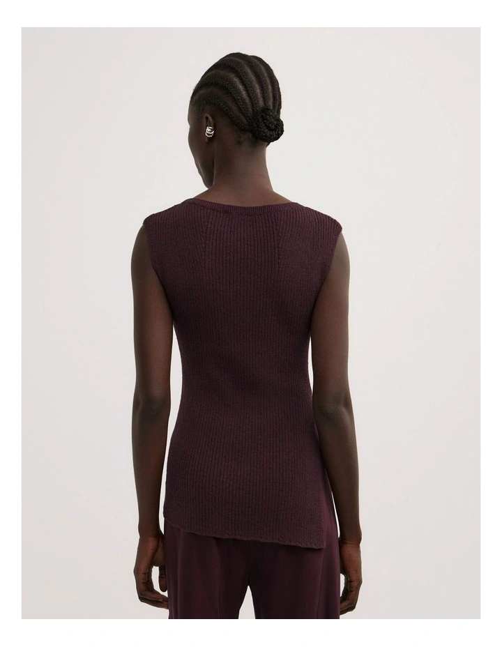 Asymmetric Hem Knit Tank in Plum image 5