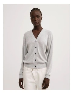 Relaxed V-neck Cardigan in Light Grey Marle