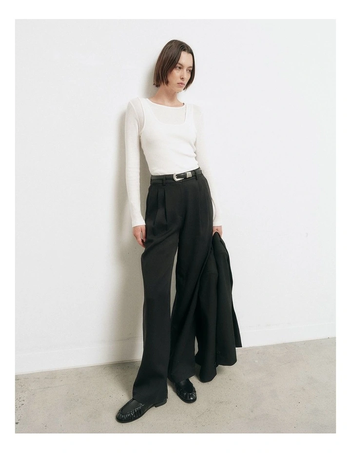 Fluid Tencel Pants in Black image 2