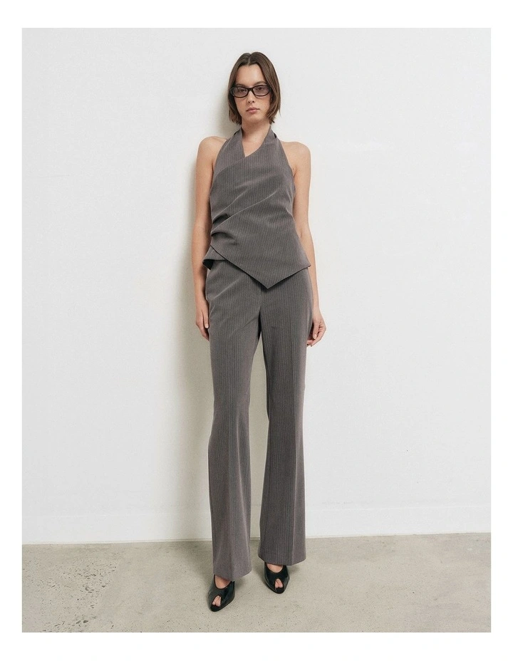 Slim Leg Pants in Grey Pinstripe image 2
