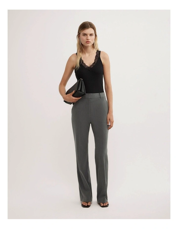 Slim Leg Pants in Grey Pinstripe image 3