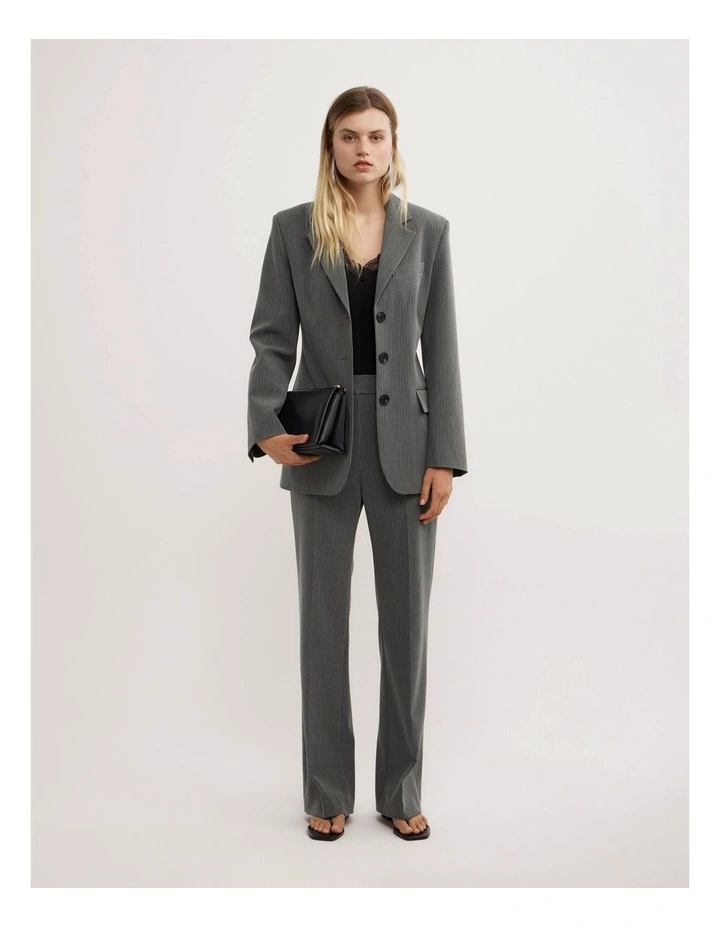 Slim Leg Pants in Grey Pinstripe image 5