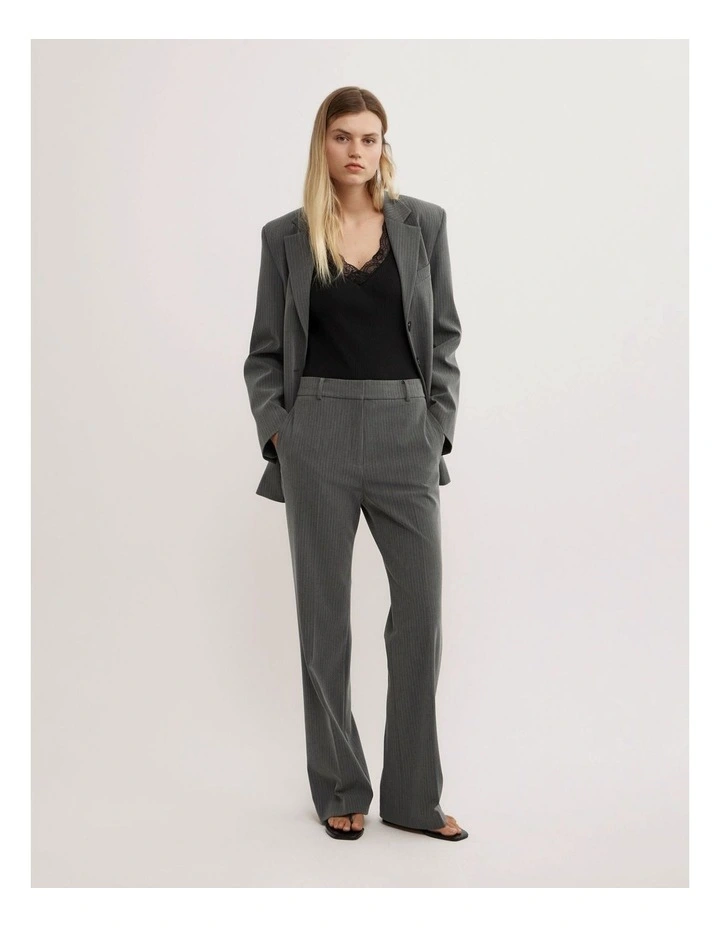 Slim Leg Pants in Grey Pinstripe image 7