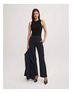 Slim Leg Pants in Navy Pinstripe