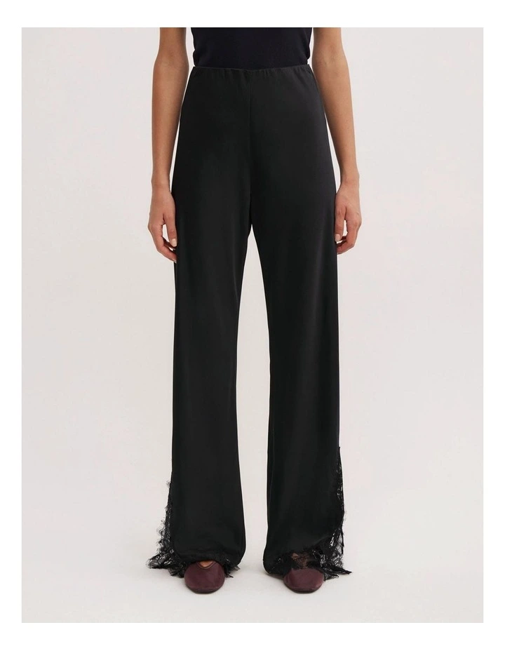 Lace Trim Bias Pants in Black image 2