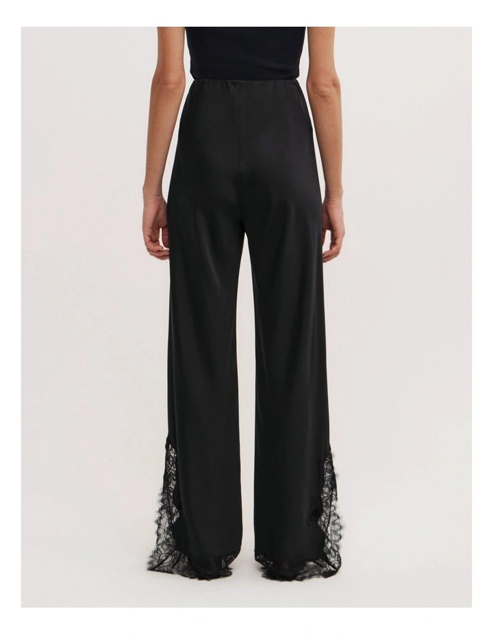 Lace Trim Bias Pants in Black image 4