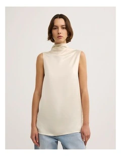 Asymmetric Scarf Top in Vanilla
