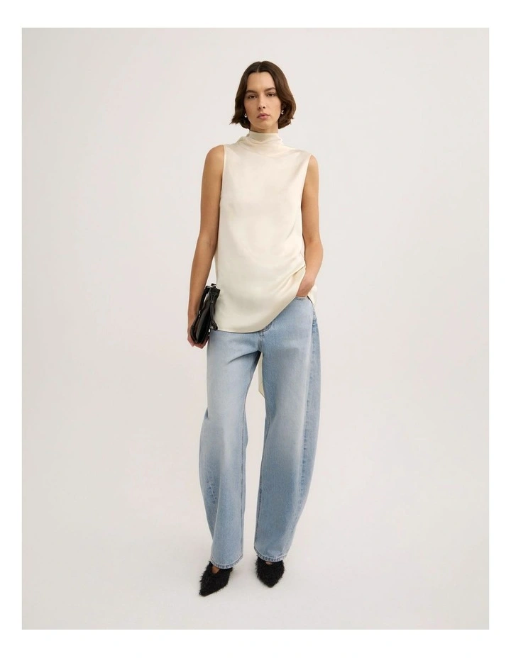 Asymmetric Scarf Top in Vanilla image 2