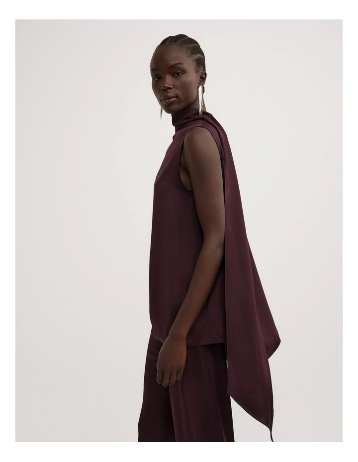 Asymmetric Scarf Top in Plum image 3