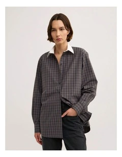 Check Shirt - Lara Worthington in Charcoal