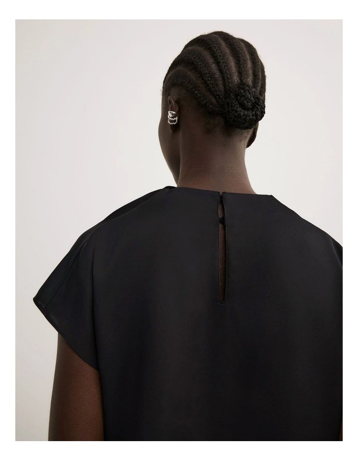 Tuck Shoulder Top in Black image 4