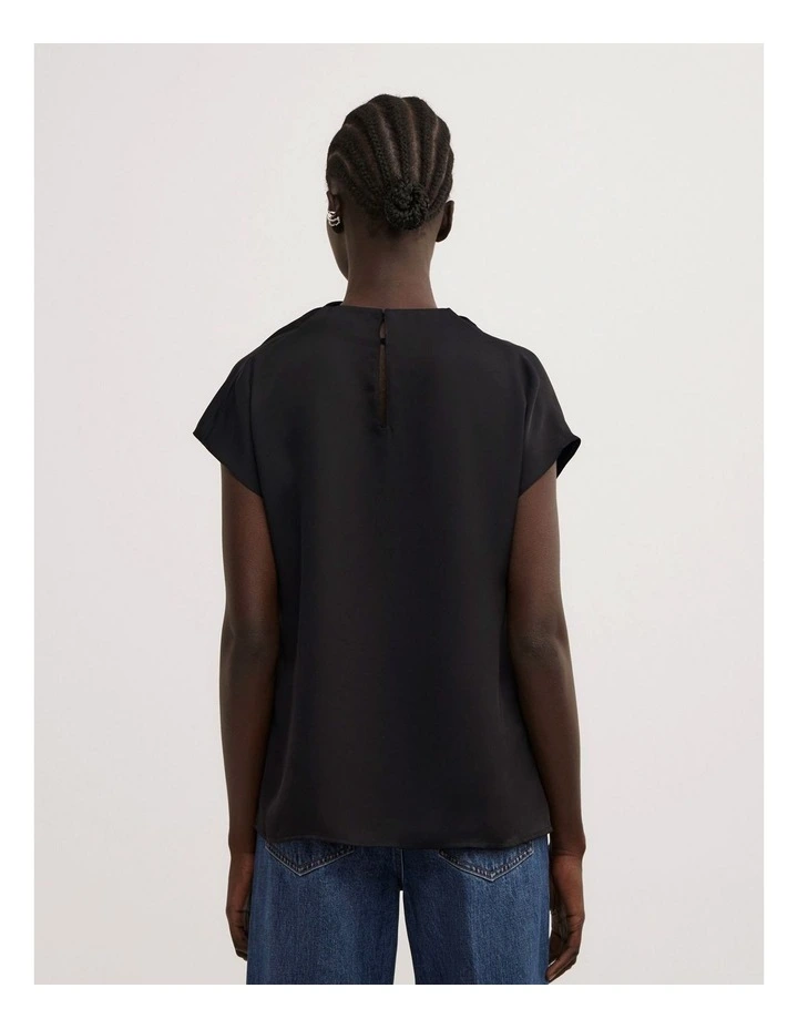 Tuck Shoulder Top in Black image 5
