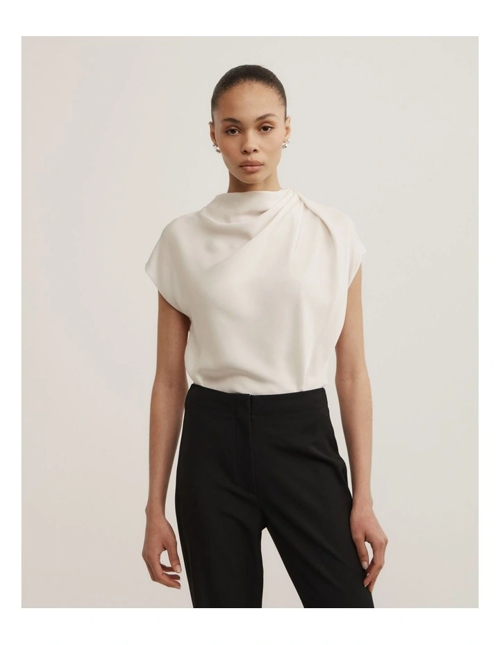 Tuck Shoulder Top in Vanilla image 1