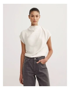 Tuck Shoulder Top in Vanilla