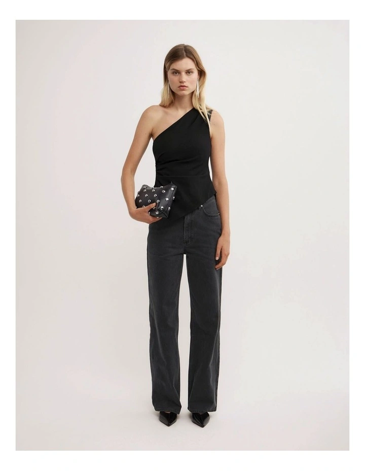 Asymmetric Structured Top in Black image 2