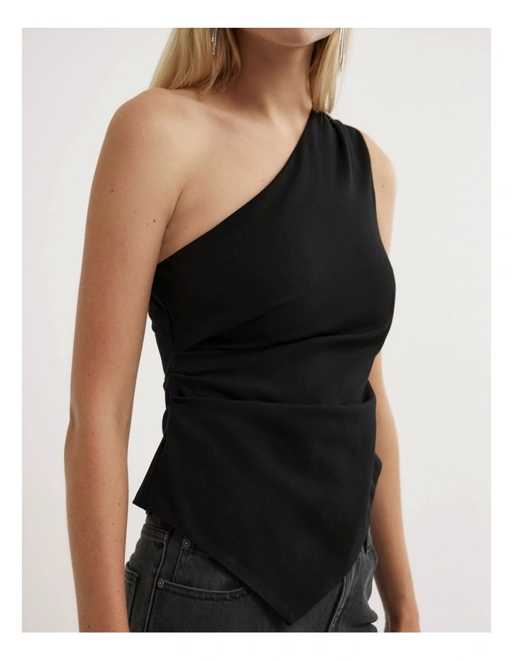 Asymmetric Structured Top in Black image 3