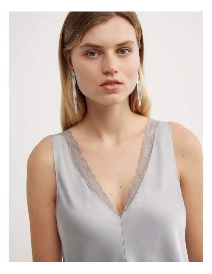 Trim Detail Camisole in Silver image 3