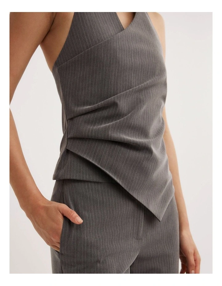Pinstripe Halter Top in Grey Pinstripe image 4