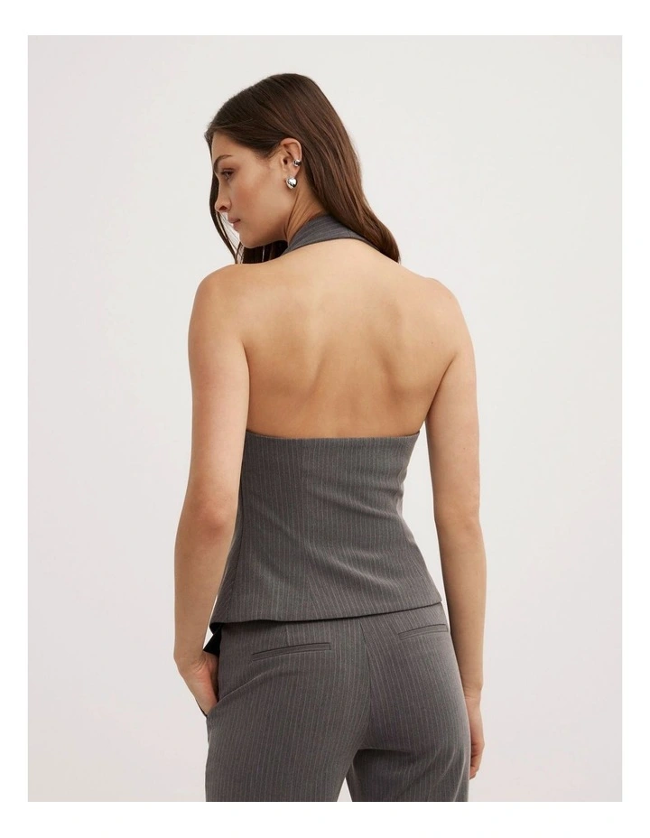 Pinstripe Halter Top in Grey Pinstripe image 5