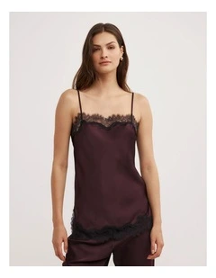 Lace Border Camisole in Plum