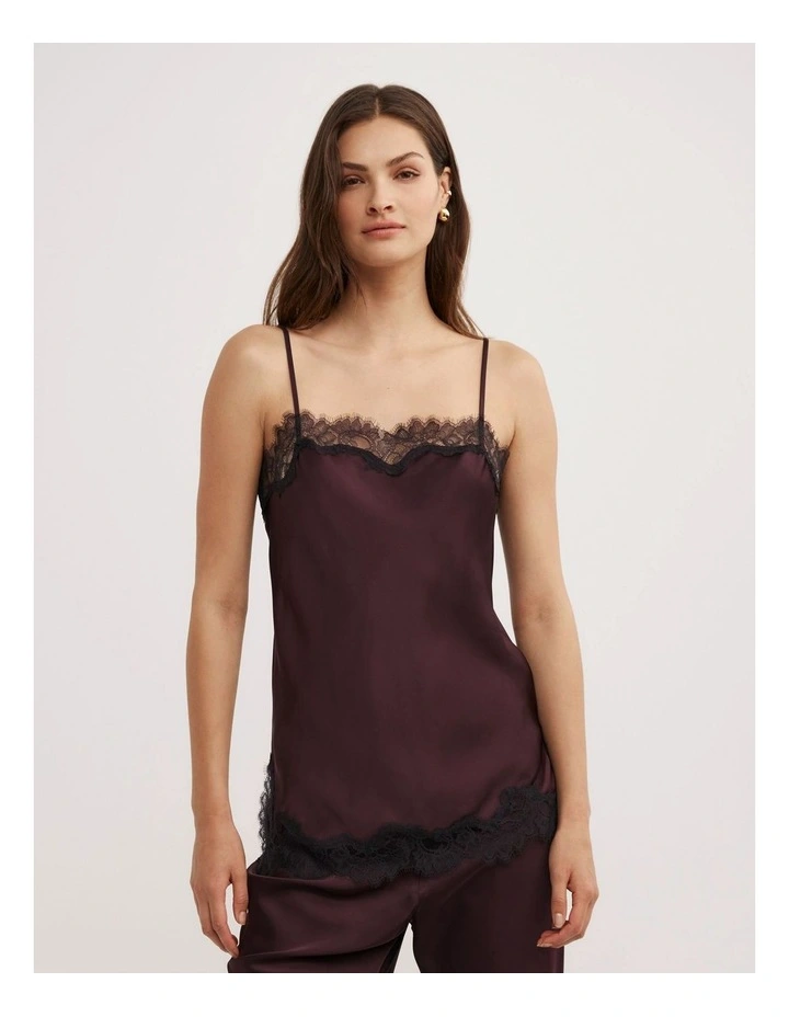 Lace Border Camisole in Plum image 1
