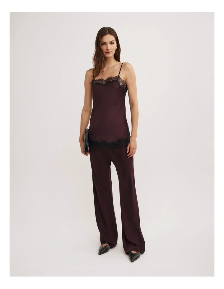 Lace Border Camisole in Plum image 2