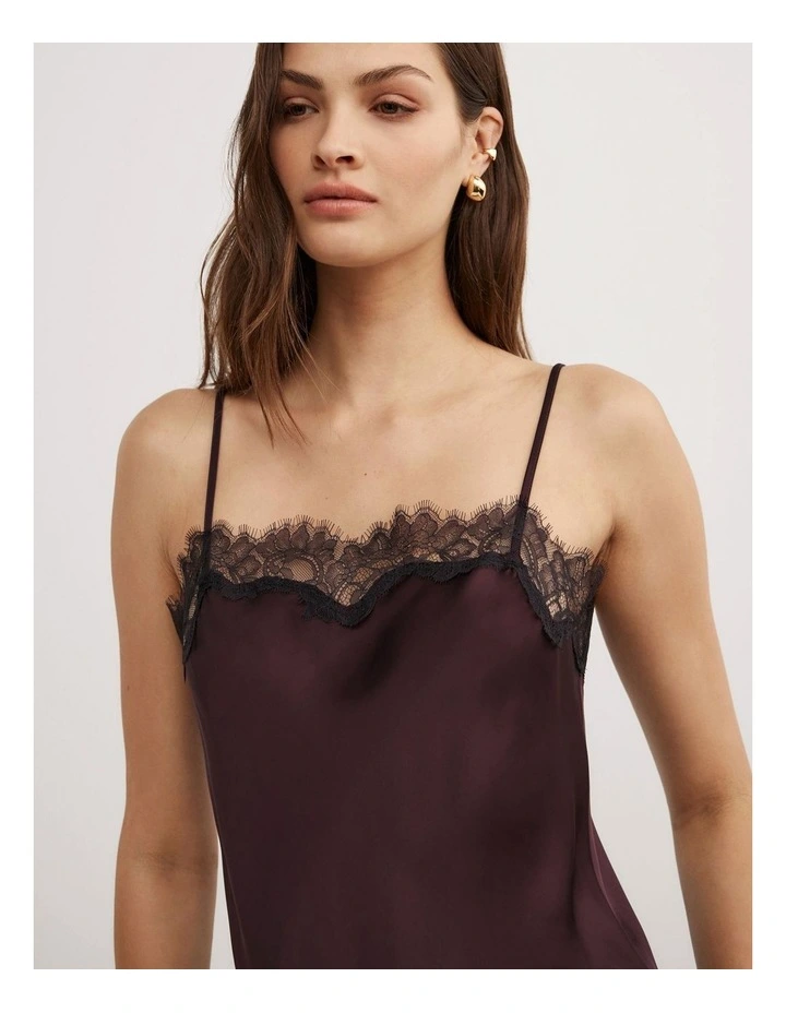 Lace Border Camisole in Plum image 3